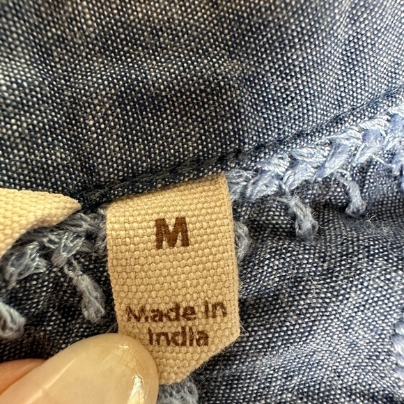 Soft Surroundings Embroidered Denim Blue Blouse - Picture 9 of 10